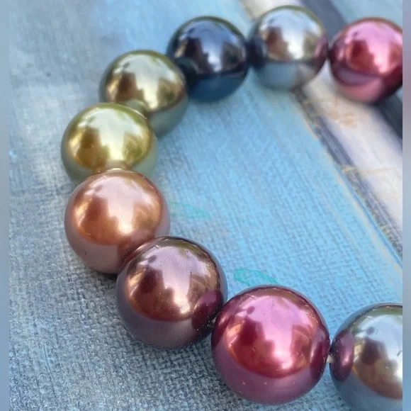 Charter Club Multicolor Faux Pearl Stretch Bracelet 14mm - Picture 4 of 6